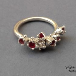 red coral silver ring
