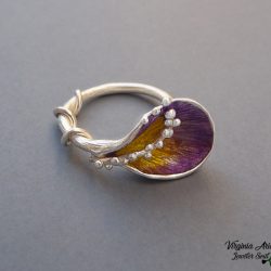 Enameled Leaf Ring