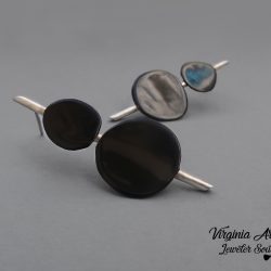 Modern Earrings Lacquer Japanese stud Earrings, Contemporary 925 Silver Earrings, Art Japanese for a woman, modern black earring, luxury jewelry for her, unique gift for her
