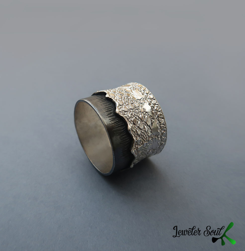 Trend Lace band ring rend Lace band ring handmade, Oxidized 925 silver lace ring statement, One of a kind ring, Sterling silver Jewelry Contemporary for women