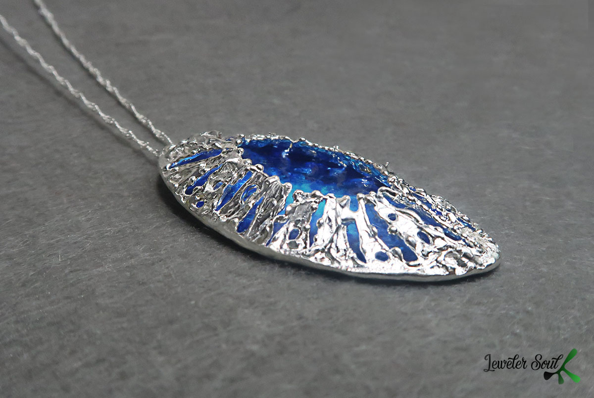 Silver Enamel Barnacle Pendant Silver Enamel Barnacle Pendant inspired by nature, blue & turquoise, colors of the sea, organic 925 silver necklace for Ocean lovers, contemporary jewelry handmade, enamel jewelry for woman