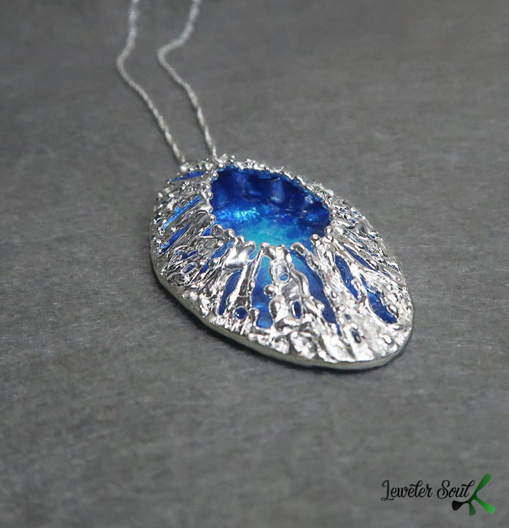 Silver Enamel Barnacle Pendant Silver Enamel Barnacle Pendant inspired by nature, blue & turquoise, colors of the sea, organic 925 silver necklace for Ocean lovers, contemporary jewelry handmade, enamel jewelry for woman
