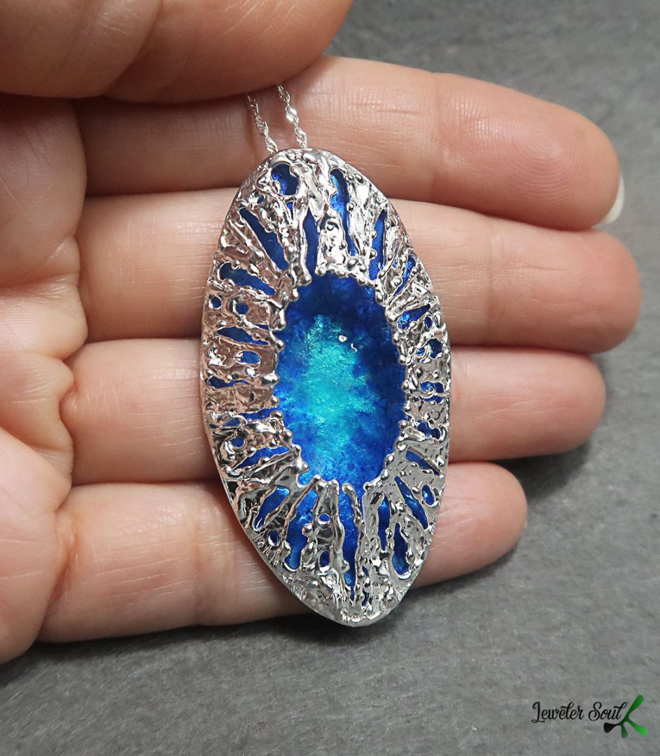 Silver Enamel Barnacle Pendant Silver Enamel Barnacle Pendant inspired by nature, blue & turquoise, colors of the sea, organic 925 silver necklace for Ocean lovers, contemporary jewelry handmade, enamel jewelry for woman