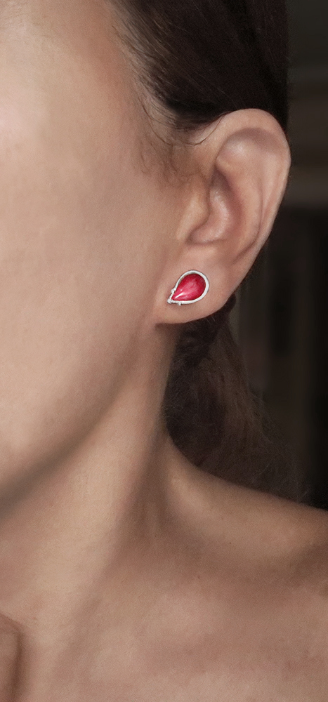 Handcrafted Red Enamel Earrings Handcrafted Red Enamel Earrings