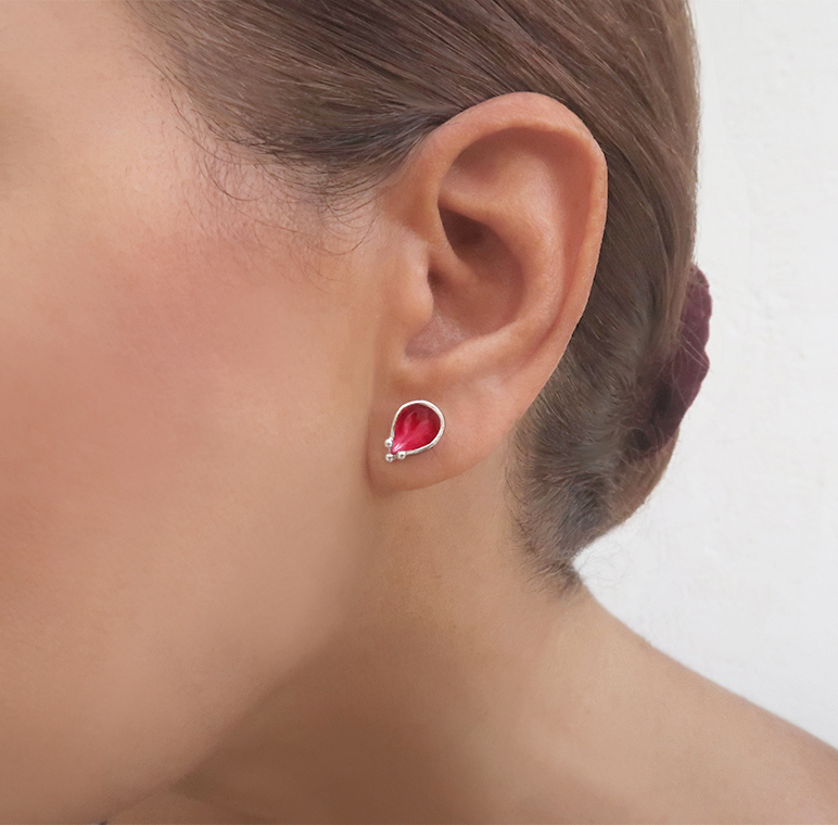 Handcrafted Red Enamel Earrings Handcrafted Red Enamel Earrings