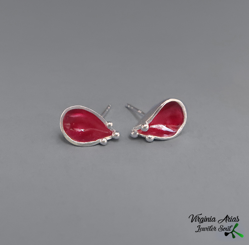 Handcrafted Red Enamel Earrings Handcrafted Red Enamel Earrings