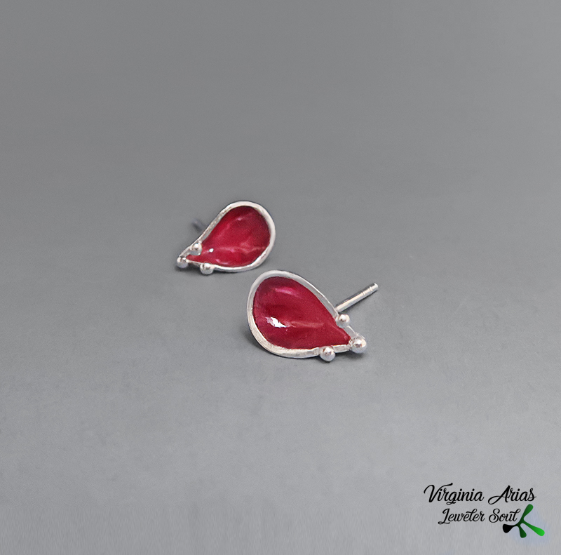 Handcrafted Red Enamel Earrings Handcrafted Red Enamel Earrings