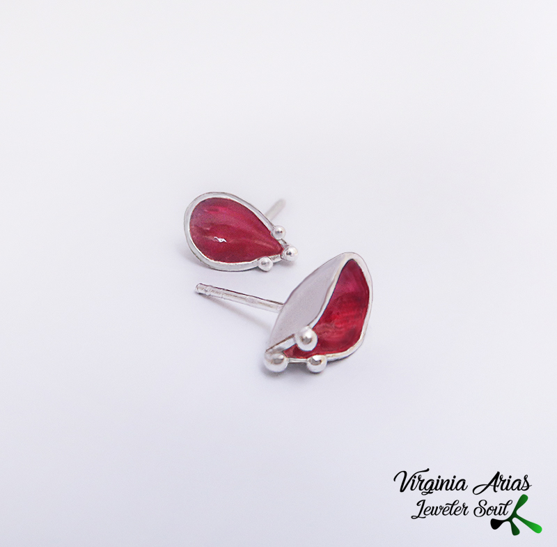 Handcrafted Red Enamel Earrings Handcrafted Red Enamel Earrings
