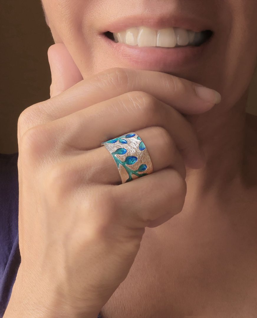 Enamel Silver Band Ring Enamel Silver Band Ring