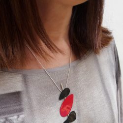 Calder pendant, geometric necklace pendant, lacquer japanese pendant for women, sterling silver necklaces, luxury art japanese.