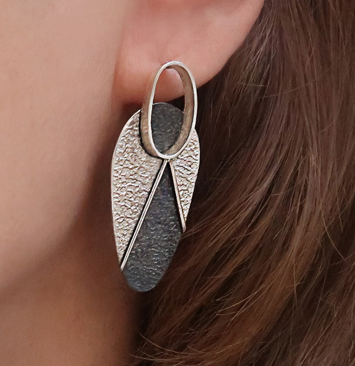 Geometric Modern Earrings Geometric Modern Earrings for Woman, Contemporary Drop Earrings, Sterling silver dangle earrings, Unusual silver earrings for women