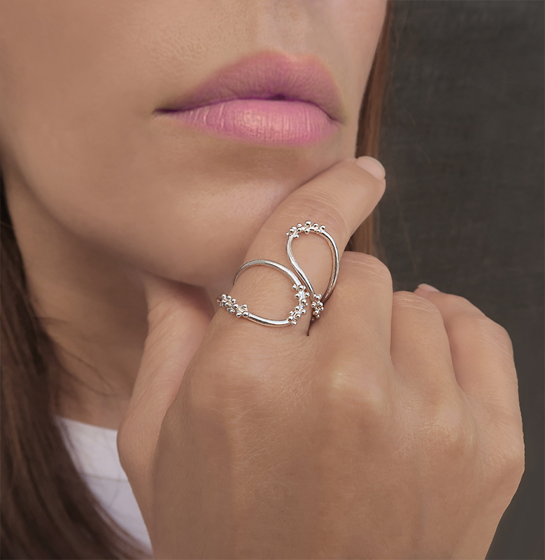 silver Wrap Ring Adjustable Sterling silver Wrap Ring Adjustable, Wrap Statement Ring, Handmade 925 Silver Ring with Granulation, Open Ring for her