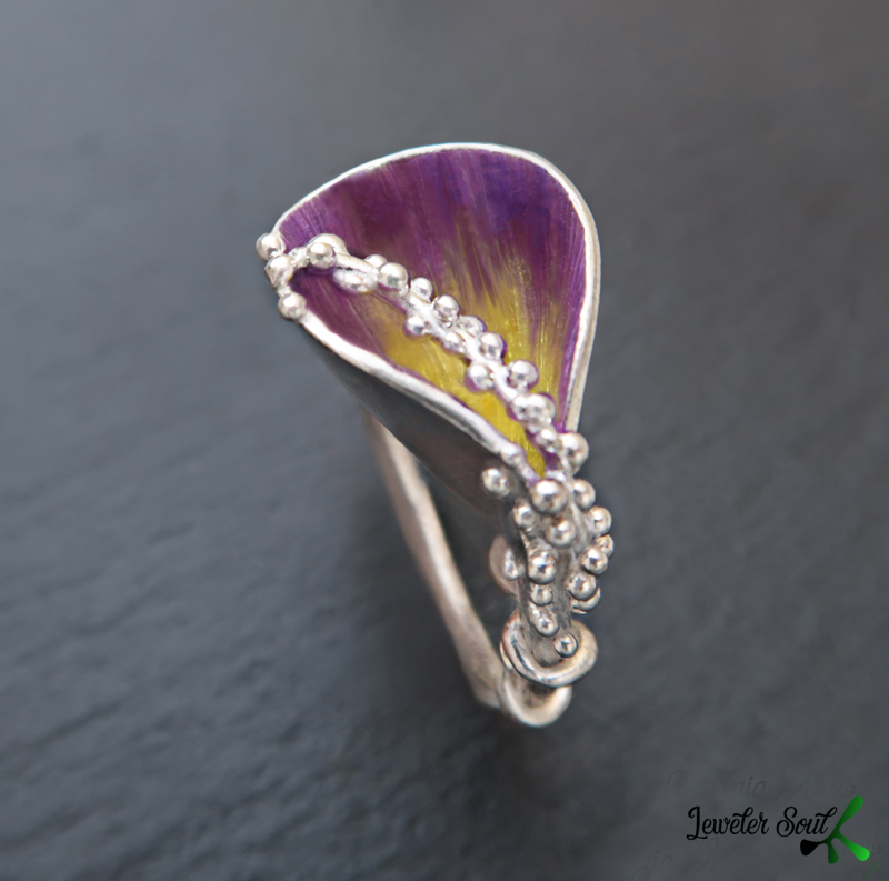 Enameled Leaf Ring Enameled Leaf Ring, enamel jewelry handmade, enamel ring for women, contemporary jewelry handmade, gift for her, sterling silver and enamel, nature jewelry inspiration, 925 silver ring, unique ring, woman gift