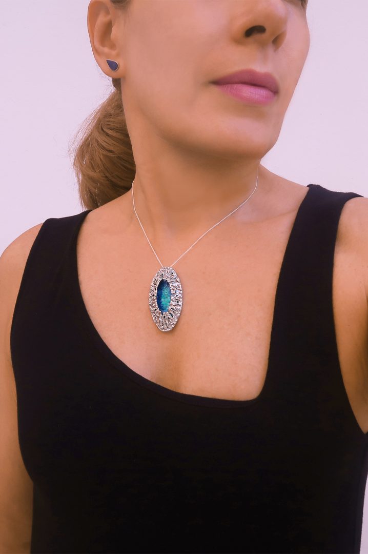 Silver Enamel Barnacle Pendant Silver Enamel Barnacle Pendant inspired by nature, blue & turquoise, colors of the sea, organic 925 silver necklace for Ocean lovers, contemporary jewelry handmade, enamel jewelry for woman