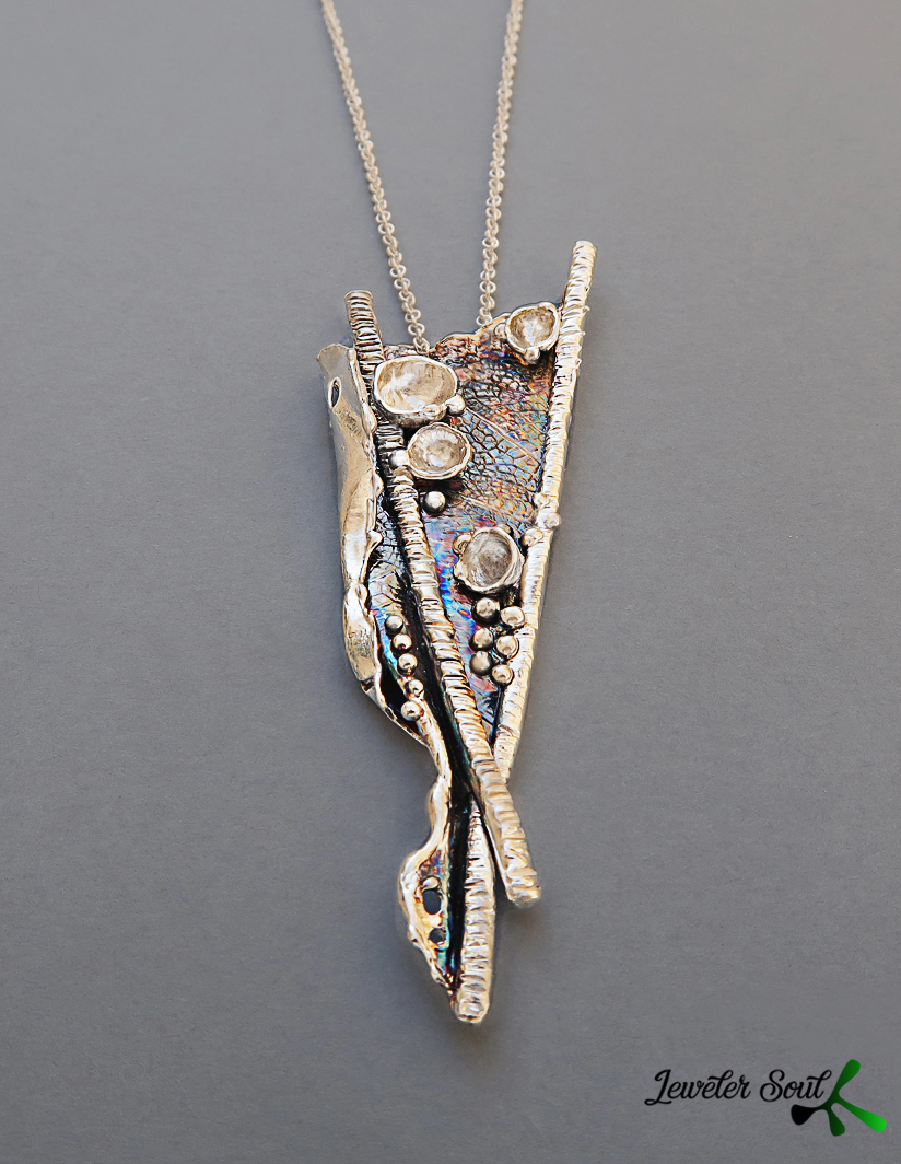 colors and Shapes of Autumn Pendant colors and Shapes of Autumn Pendant in Sterling Silver, Contemporary Jewelry, Handmade Jewelry, Oxidized Silver Pendant, nature jewelry inspiration, Silver Textured Pendant
