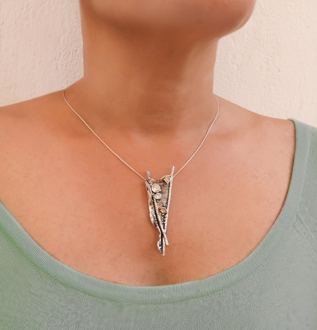 colors and Shapes of Autumn Pendant colors and Shapes of Autumn Pendant in Sterling Silver, Contemporary Jewelry, Handmade Jewelry, Oxidized Silver Pendant, nature jewelry inspiration, Silver Textured Pendant