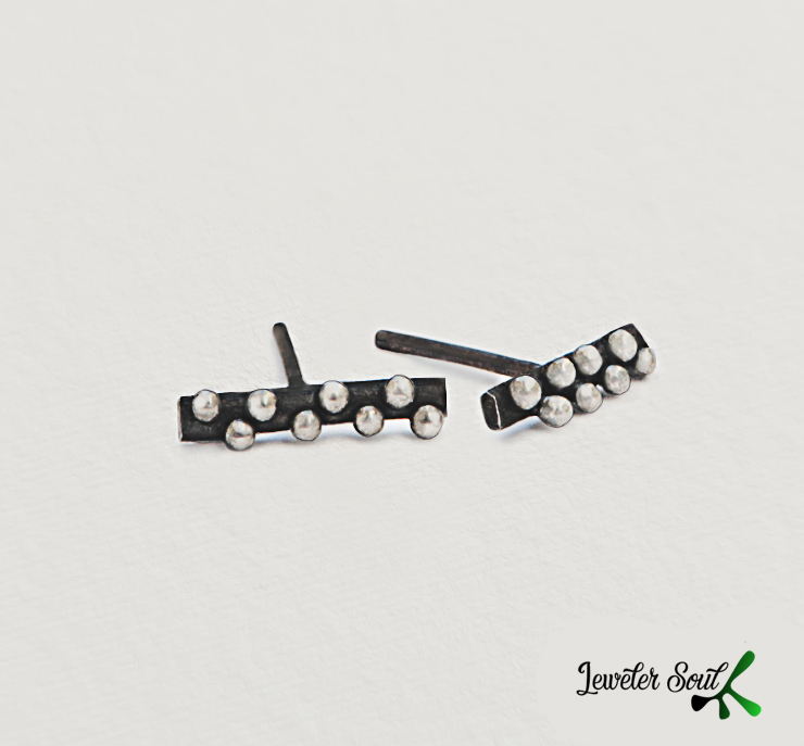 Oxidized Bar Stud Earrings Handmade Oxidized Bar Stud Earrings, minimalist jewelry, small earrings, oxidized silver, minimalist earrings, post earrings for women, everyday earrings, sterling silver jewelry.